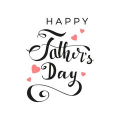 Happy Father's Day greeting card with lettering and hearts
