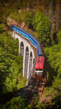 Train on Zampach viaduct, Czech Republic