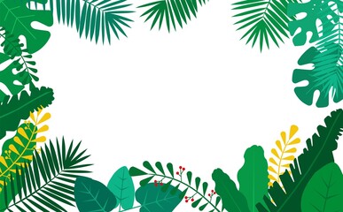 Tropical background vector illustration. Summer flat design