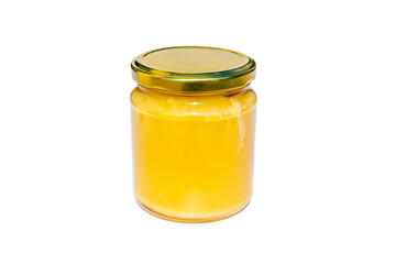 Honey in jar isolated on white background