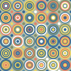 Multicolor Circles seamless pattern. Vintage Abstract geometric background.