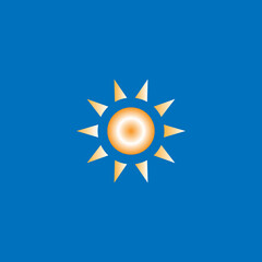 Sun  flat icon. Simple style Summer weather symbol. Logo design element. T-shirt printing. Vector for sticker.
