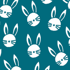 Trendy pattern with hand drawn rabbit head. Applicable for textile design, cover fabric, packaging and other users. 