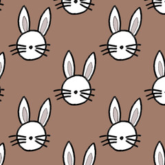 Trendy pattern with hand drawn rabbit head. Applicable for textile design, cover fabric, packaging and other users. 
