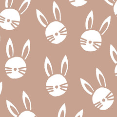 Trendy pattern with hand drawn rabbit head. Applicable for textile design, cover fabric, packaging and other users. 