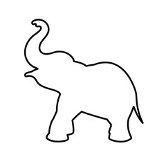 Outline icon of baby elephant on white background. Vector isolated illustration