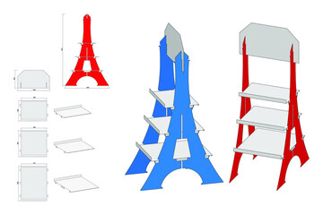 Box for Standard Display of Media. Few Basic Modules made from Stainless Steel . Simple Plug-in System. Supermarket Shelves. Three-Dimensional Laser Cutting Template. Product Advertising. 