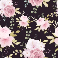 Behang Beautiful floral seamless pattern with dusty pink flower © mariadeta