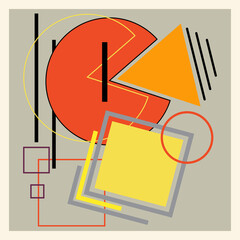 Vector illustration in the style of suprematism. An image of abstract gemetric elements.