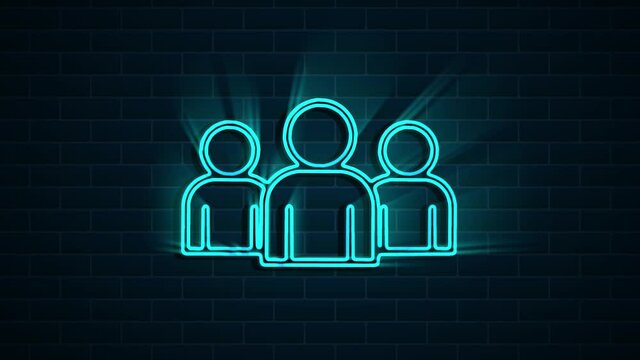Reffer a friend on neon sign. Night bright advertisement. Motion graphics.