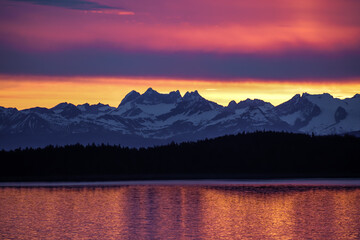 Alaska Sunrise Over Mountains