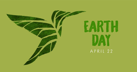 Earth day green leaf bird animal concept banner