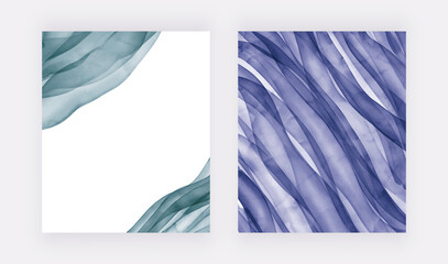 Blue brush stroke watercolor backgrounds for cards, banners and invitations
