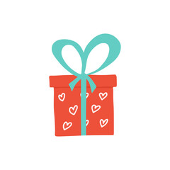 Gift box icon or present. Gift box in hand drawn style.