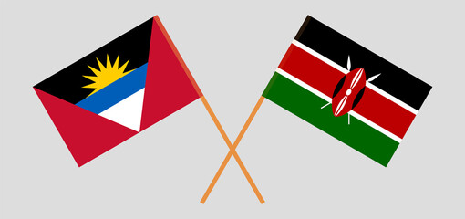 Crossed flags of Antigua and Barbuda and Kenya. Official colors. Correct proportion