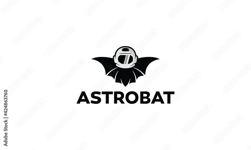 Wall mural astronaut and bat logo vector icon illustration