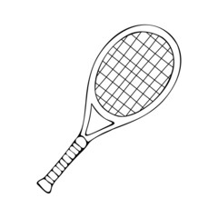 Vector hand drawn doodle sketch tennis racket isolated on white background