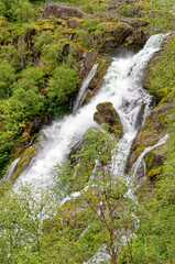 Naklejka na ściany i meble Norway - Jostedalsbreen National Park - Waterfall