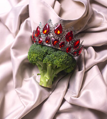 Fresh broccoli like a queen in a crown