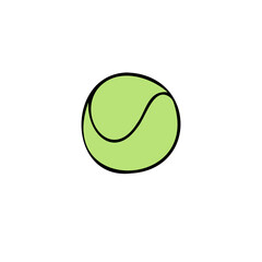 Vector hand drawn doodle sketch colored tennis ball isolated on white background