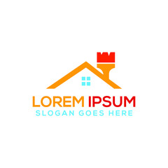 Painting, Paint paint house brushes logo creative clever vector and Real Estate, Property Homes business, company logo design
