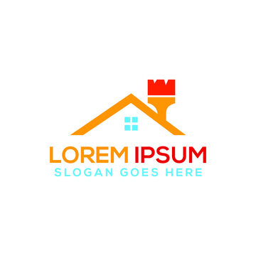 Painting, Paint paint house brushes logo creative clever vector and Real Estate, Property Homes business, company logo design
