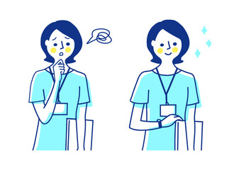 書類を持った女性　2表情