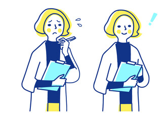 バインダーを持った女性　2表情