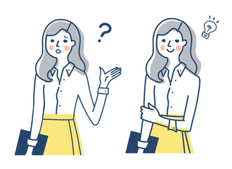 書類を持った若い女性　2表情