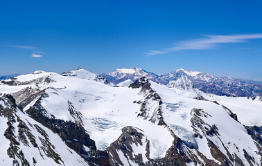 Panorama View from Guanacos camp at 5500 meters on Aconcagua Provincial Park, Mendoza, Argentina, South America. 