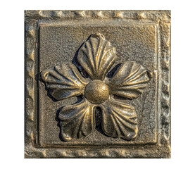 Grunge metal weathered background with floral element