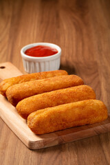 Fried risoles or Risol. Risoles stuffed with cheese and ham.