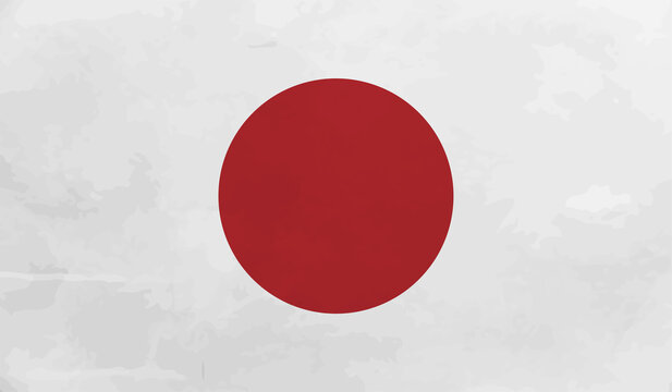 Japan grunge, old, scratched style flag