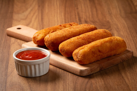 Fried risoles or Risol. Risoles stuffed with cheese and ham.