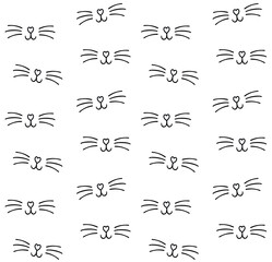 Vector seamless pattern of hand drawn doodle sketch cat nose isolated on white background