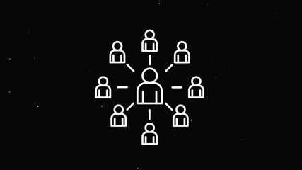 Line referral program hud holographic symbol on digital old tv screen seamless loop glitch animation. Hearts. Dynamic retro and joyful. Colorful and vintage video footage.