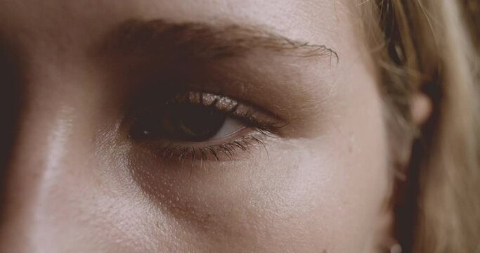 Blinking Eye Of Depressed Young Woman