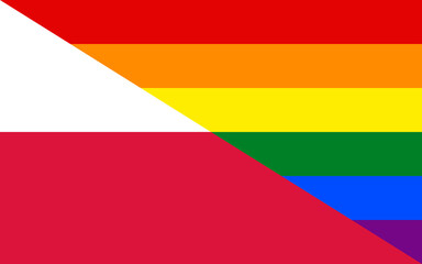 Polish and rainbow flags. Gay concept. Pride.