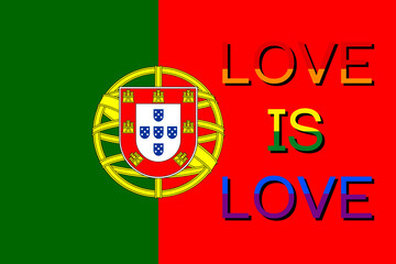 Portuguese flag and rainbow message 