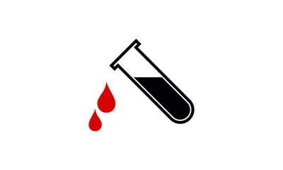 Test tube with drop icon in trendy flat style design