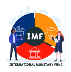 Flat design with people. IMF - International Monetary Fund acronym, business concept background.   Vector illustration for website banner, marketing materials, business presentation, online advertisin