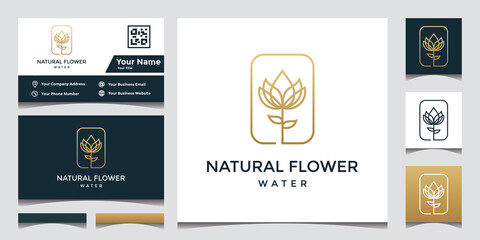 Fototapeta na wymiar Flower logo design with elegant business card