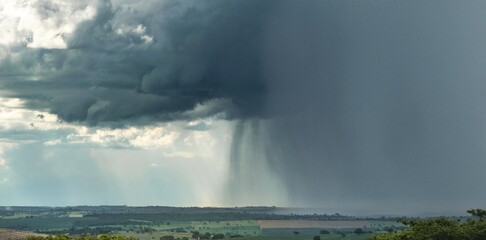 Rain panorama, storm clouds