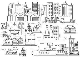 Illustration Industry City line art vector