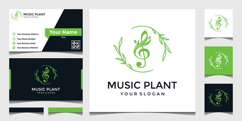inspirational nature music plant logo with business card