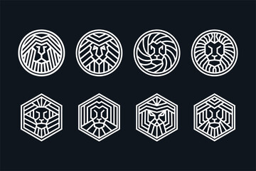 Lion logo collection in line art style