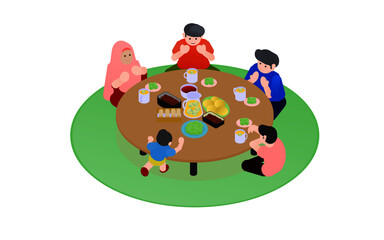 iftar Ramadhan with family illustration