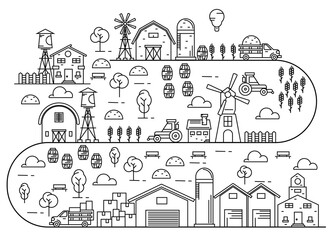 Farm Product Processing Illustration Line art Vector