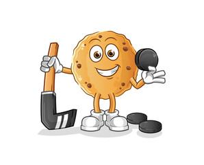 cookie playing hockey vector. cartoon character