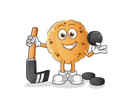 recommend clip art: cookie playing hockey vector. cartoon character